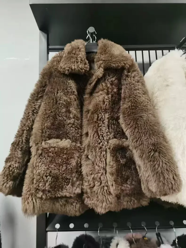 حار بيع عالية الجودة الخريف والشتاء معطف الفرو المستوردة الصوف معطف الفرو موضة الملابس النسائية الجديدة #1