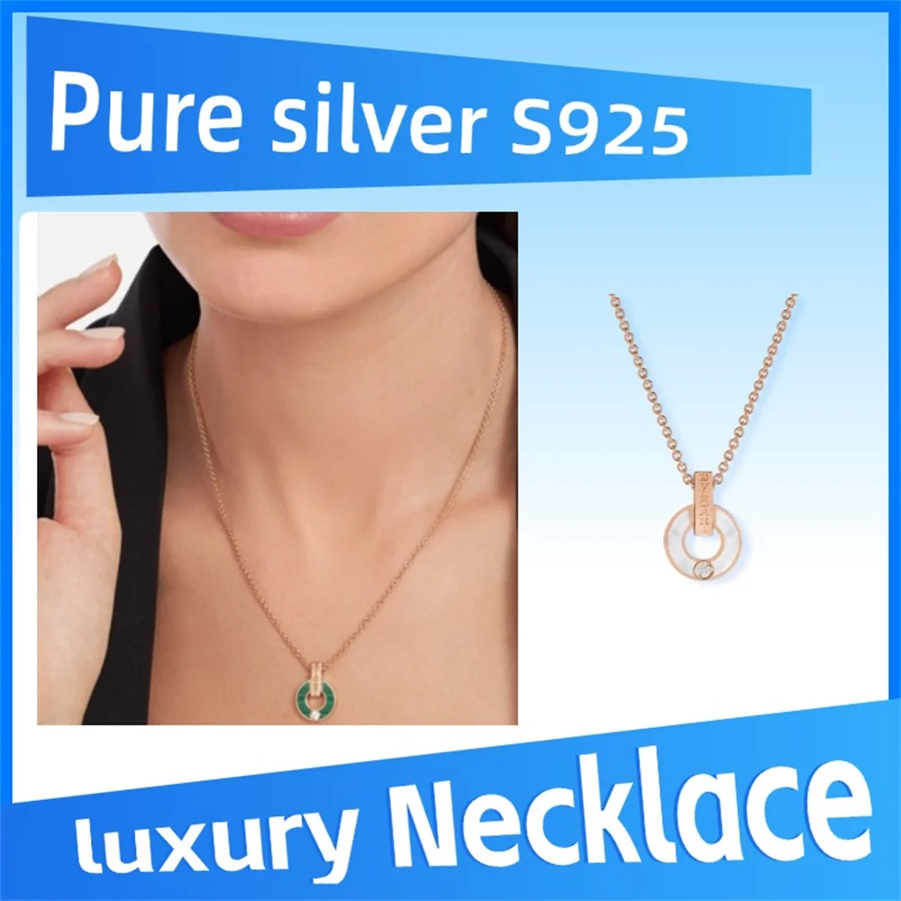 

Pure 925 Sterling Silver Round design necklace romantic exquisite high quality party banquet jewelry women gift accessories