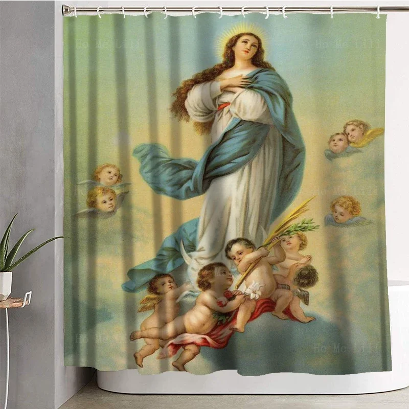 Assumption Of The Virgin Icons Mary Coronation Stained Glass The Holy Zone Hagiography Shower Curtain By Ho Me Lili Bath Decor