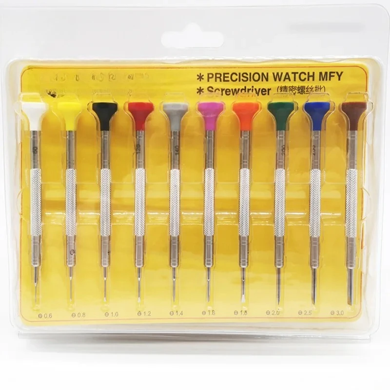 10PCS Professional Watch Screwdriver Set  Repair Kit 0.6-3.0MM for Eyeglass Sunglass Watchmaker