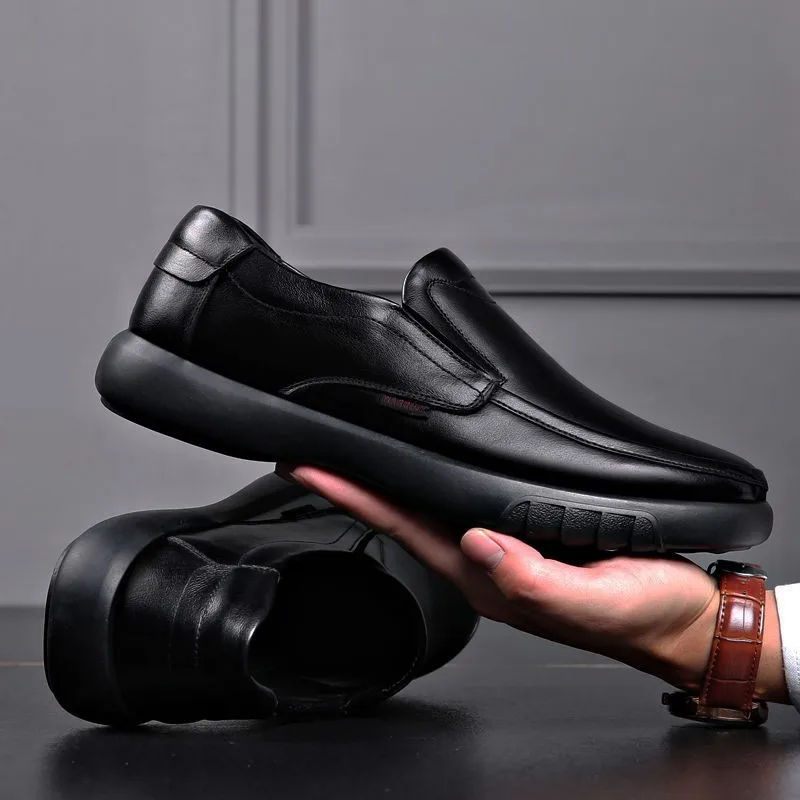 

Spring Autumn Men Casual Leather Shoes Men Leather Shoes Solid Color Comfortable Leather Soft Non-Slip Rubber Loafers