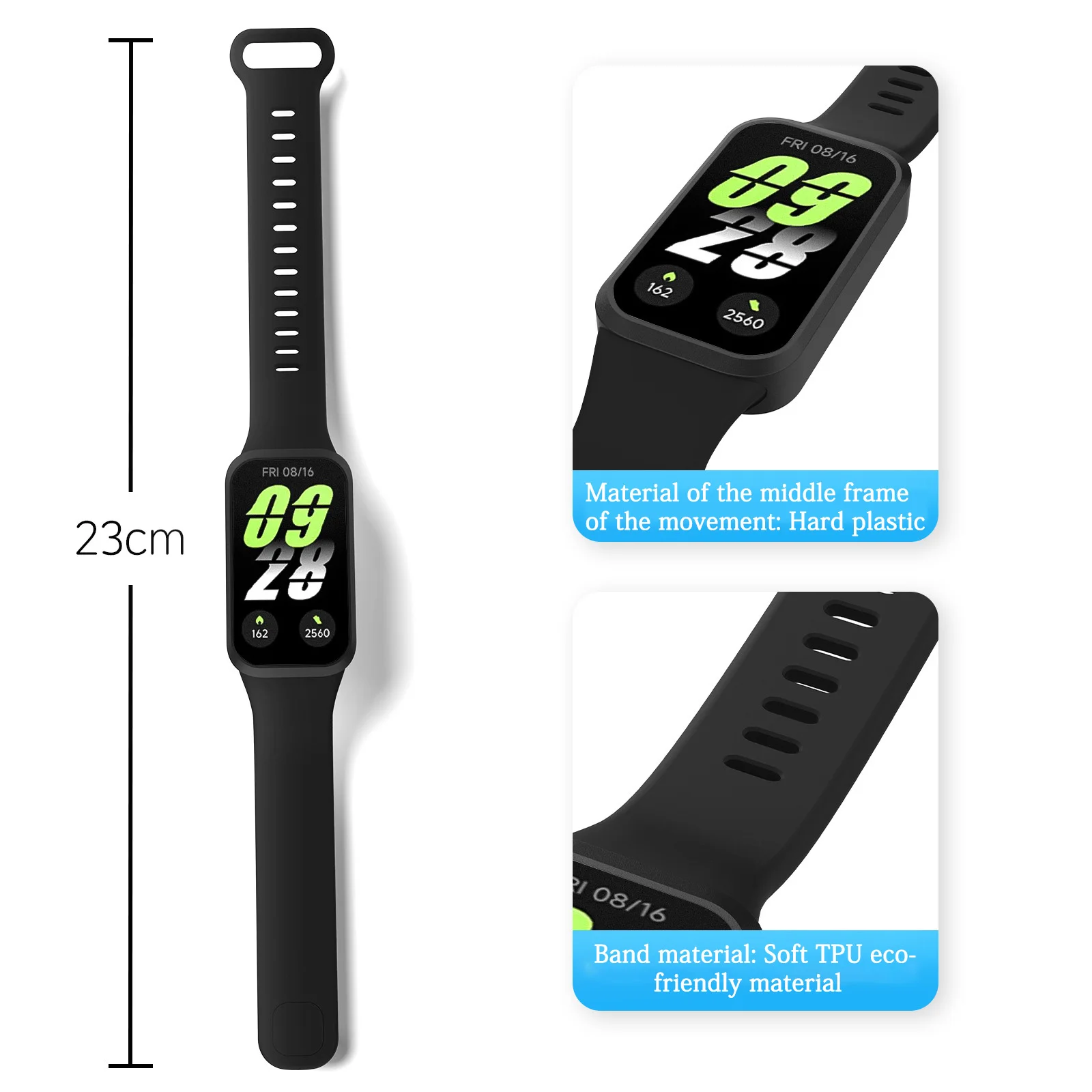 Встроенный браслет для Xiaomi Mi Band 9, активный мягкий ремешок из ТПУ, сменный браслет для Redmi Band 3, спортивный ремешок для часов