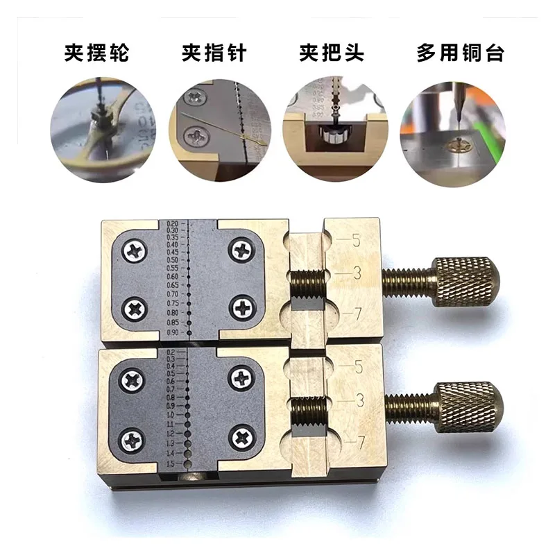 GYC Watch Repair Tool Table-top Fixed Seat of Brass Vise Grip Head Pointer Pipe Clamp Gear Train