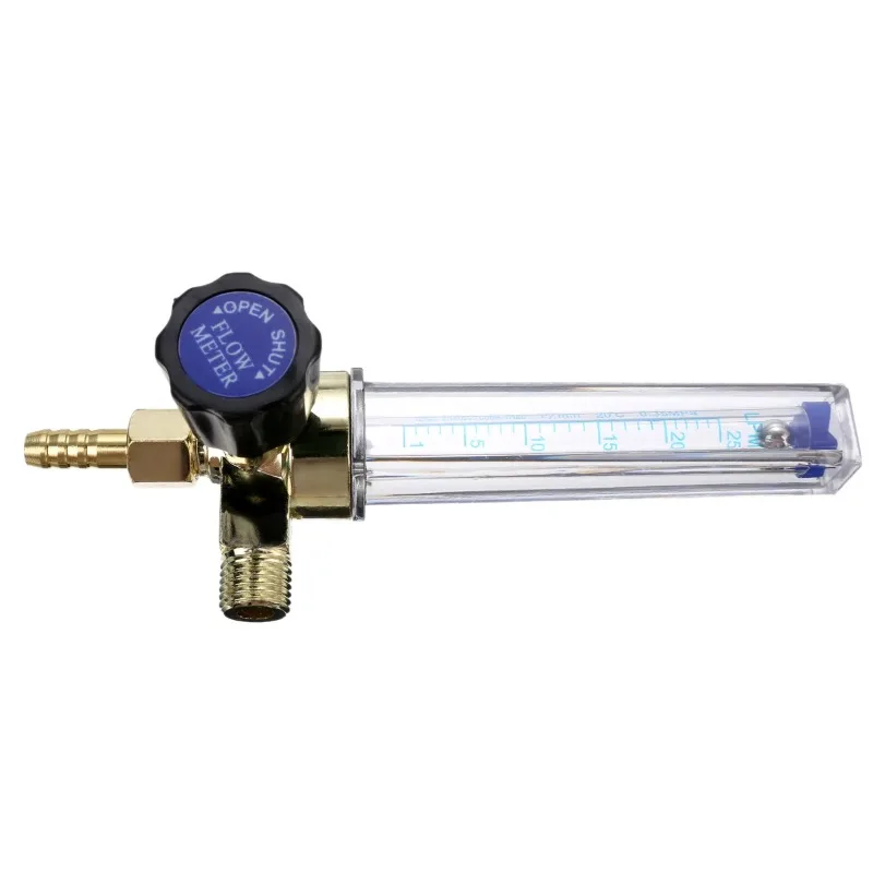 1pc 7mm Barb Argon Flow Meter 1/4PT 0.15 MPA Gas AR/CO2 Welding Regulator Clear & Gold