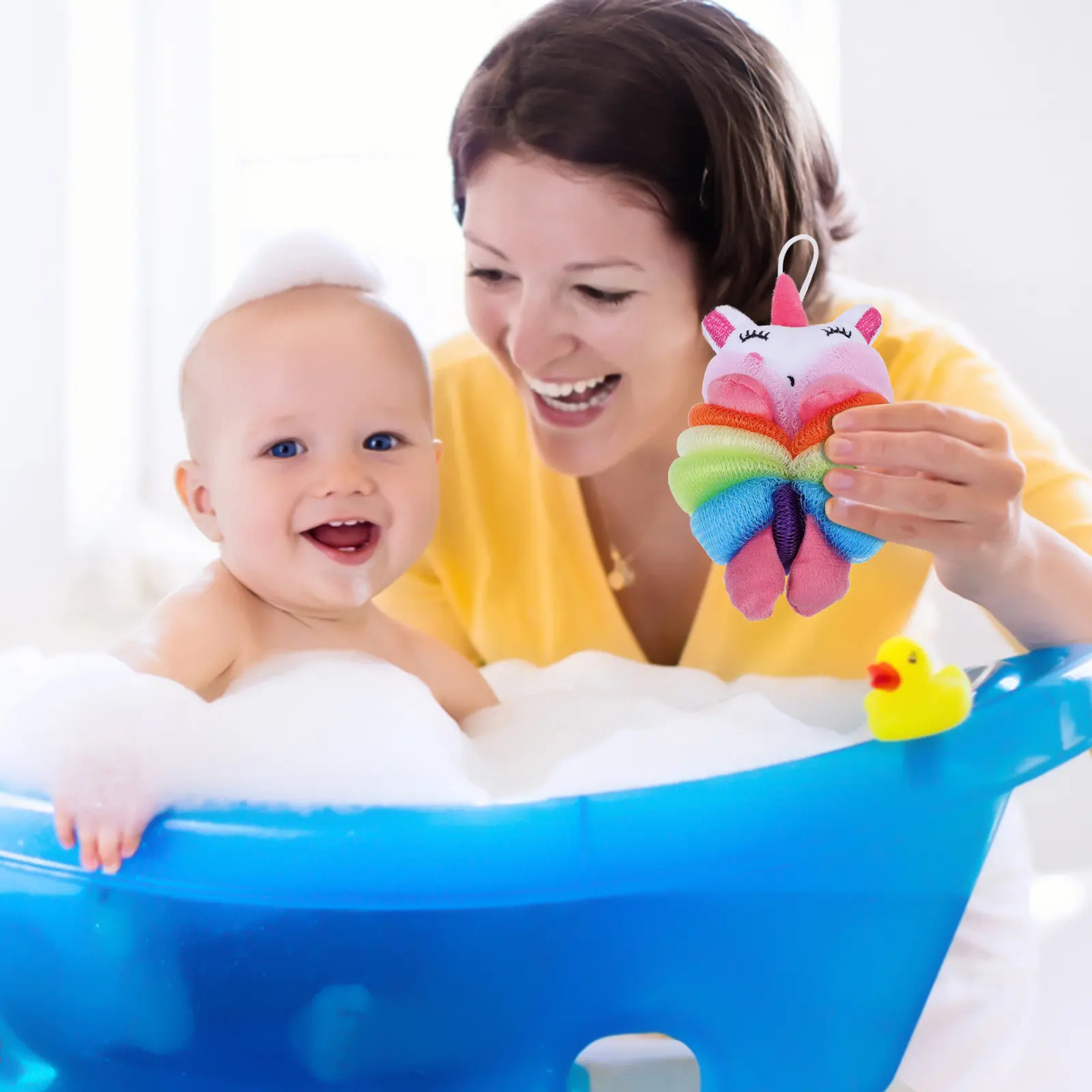 

Baby Bath Shower Balls Cartoon Animal Design Thick Mesh Hanging Rope Kids Bath Foaming Sponge Soft Bubble Maker Comfortable