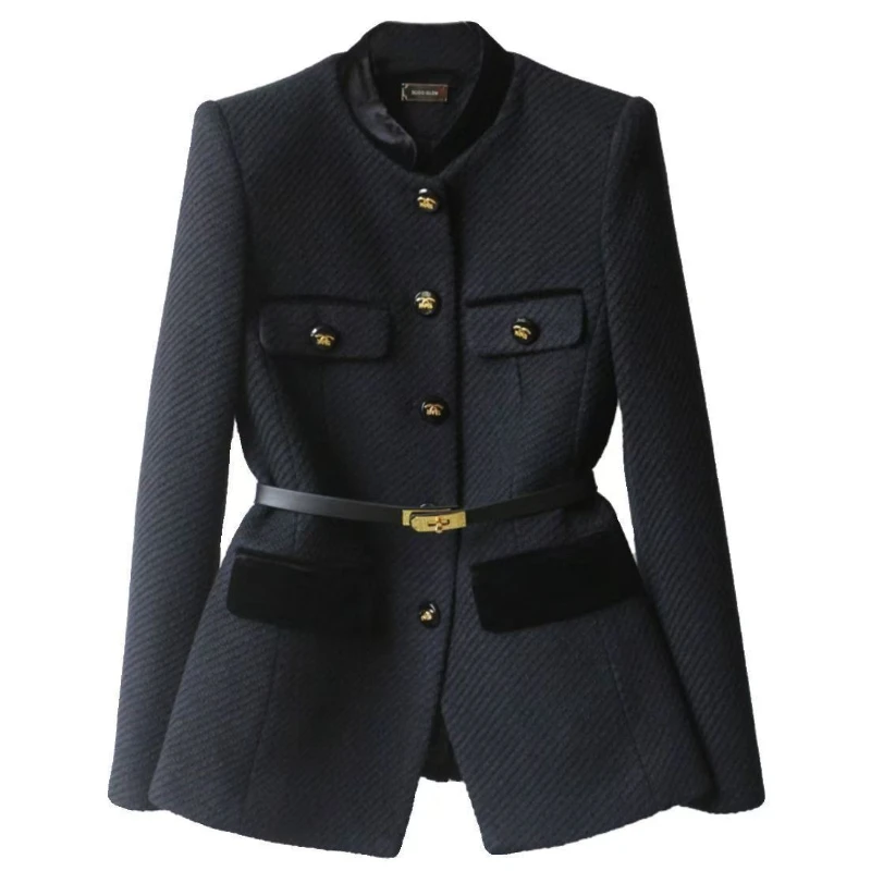 Small Fragrant Wind Lady Temperament Female Coat 2025 Spring New Simple Color Match To Receive Waist Slimming Outer Wear Belt