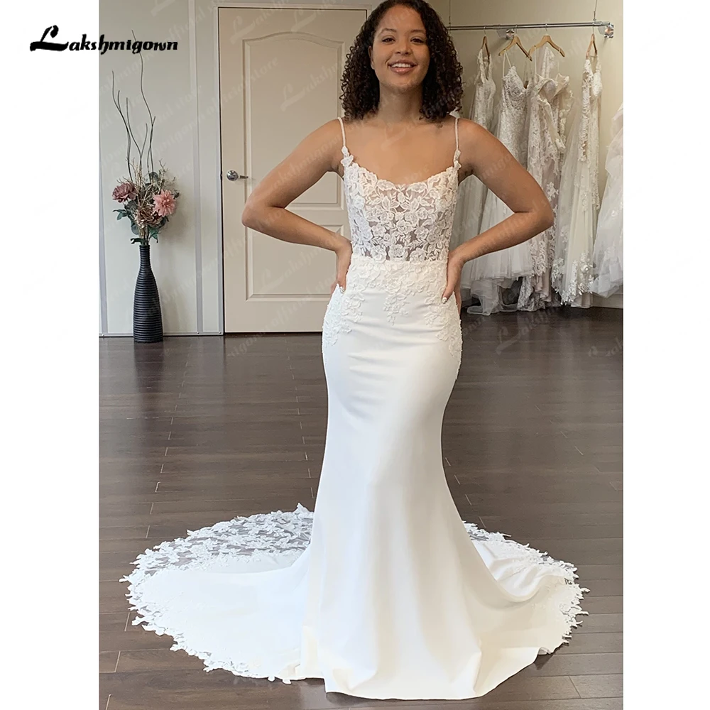 

Lakshmigown Boho Mermaid Beach Wedding Dress 2023 Special Occasion Backless Crepe Long Bridal Gowns New Mariage