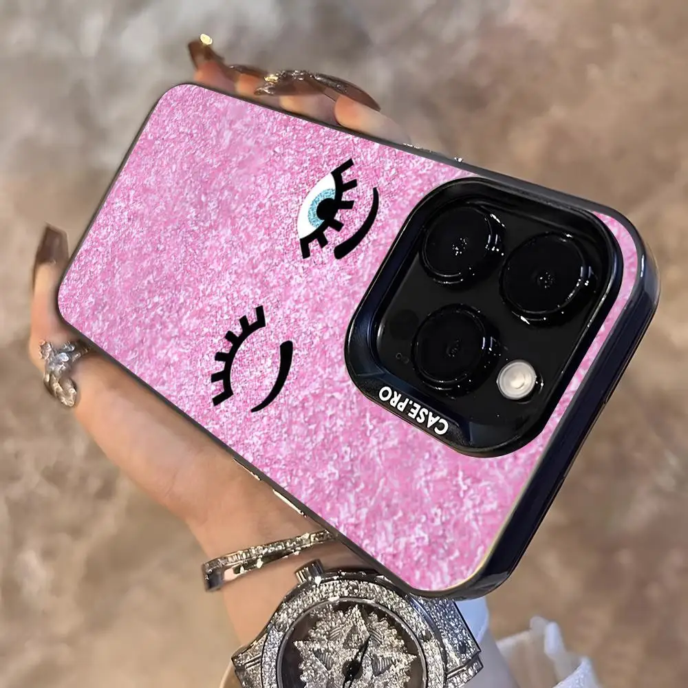 Hot Chiara Ferragni Eyes Eyes Phone Case Colored Silver Trendy Phone Case For IPhone 16 15 14 13 12 Pro Max 11 2024 Fashion Coup