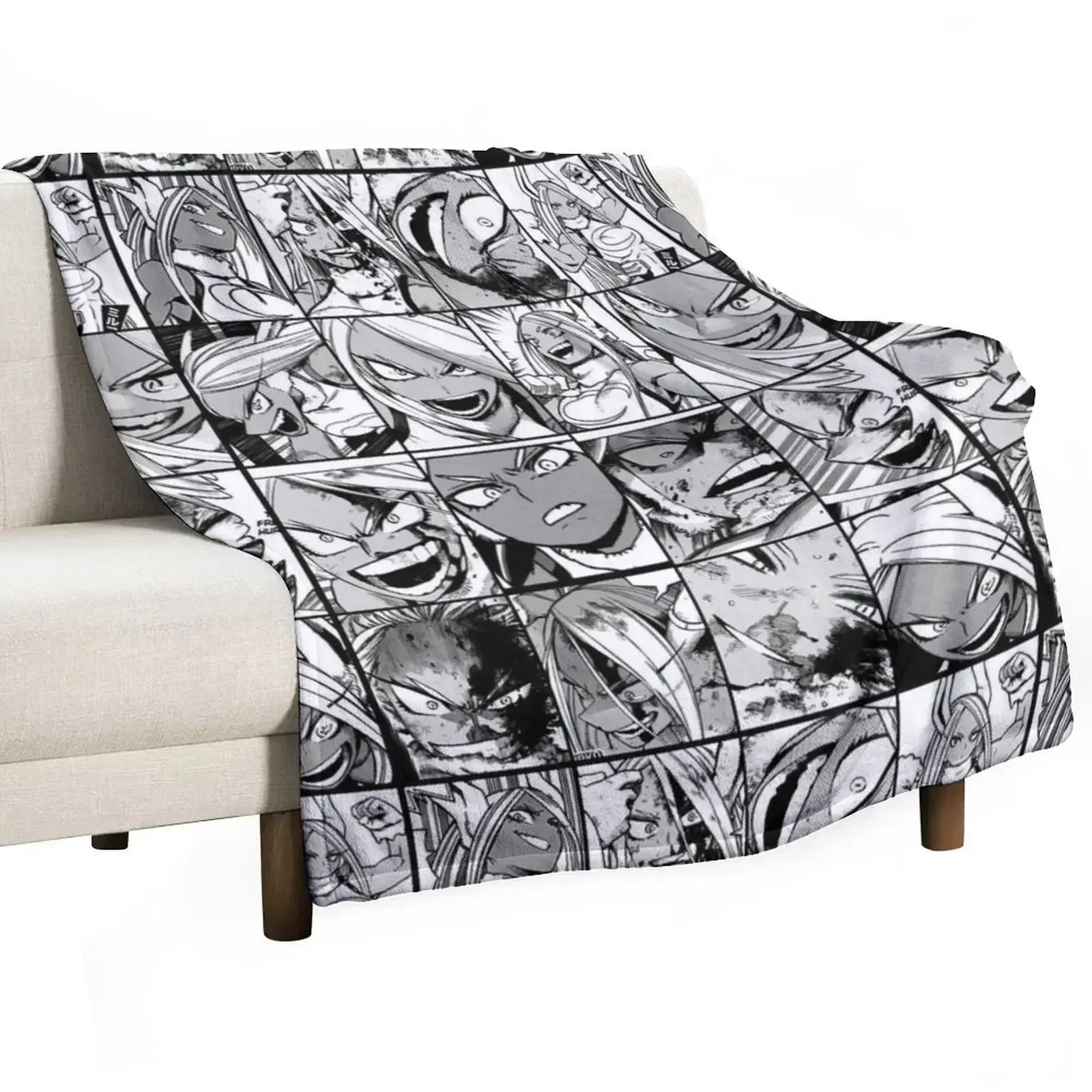 Mirko hero collage - black and white version Throw Blanket Furry Extra Large Throw Blankets