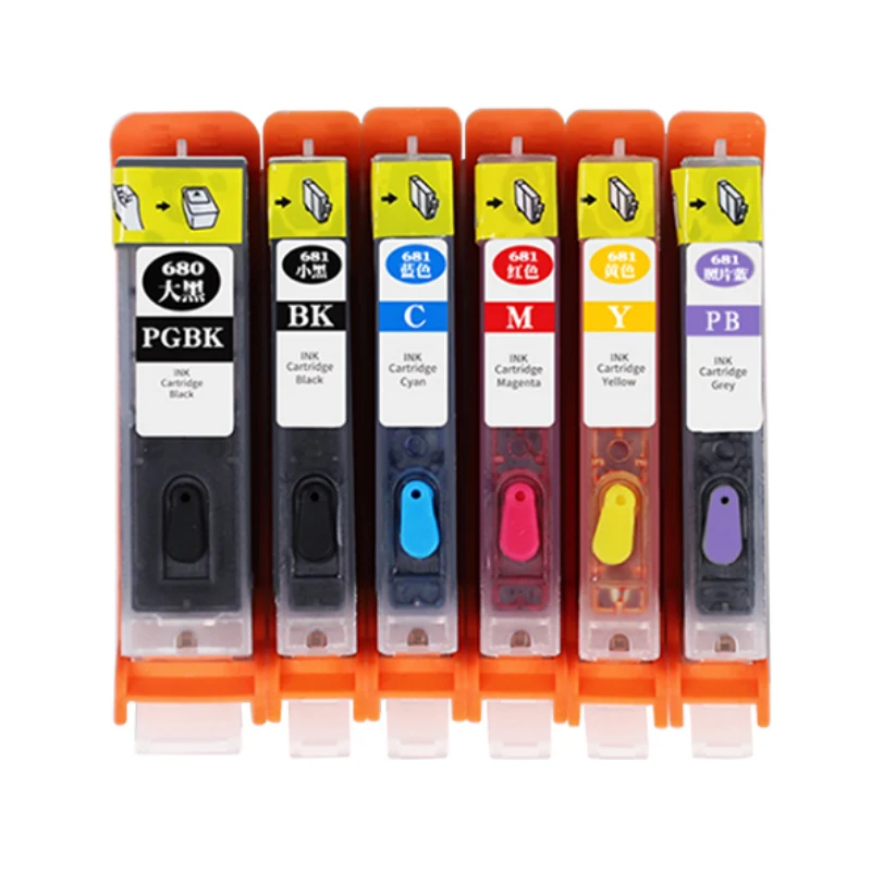 NEW PGI-680 CLI-681 Full Refillable Ink Cartridge with permanent Chip for Canon PIXMA TR8660 TS6360 TS8160 TS9160 PGI680 CLI681