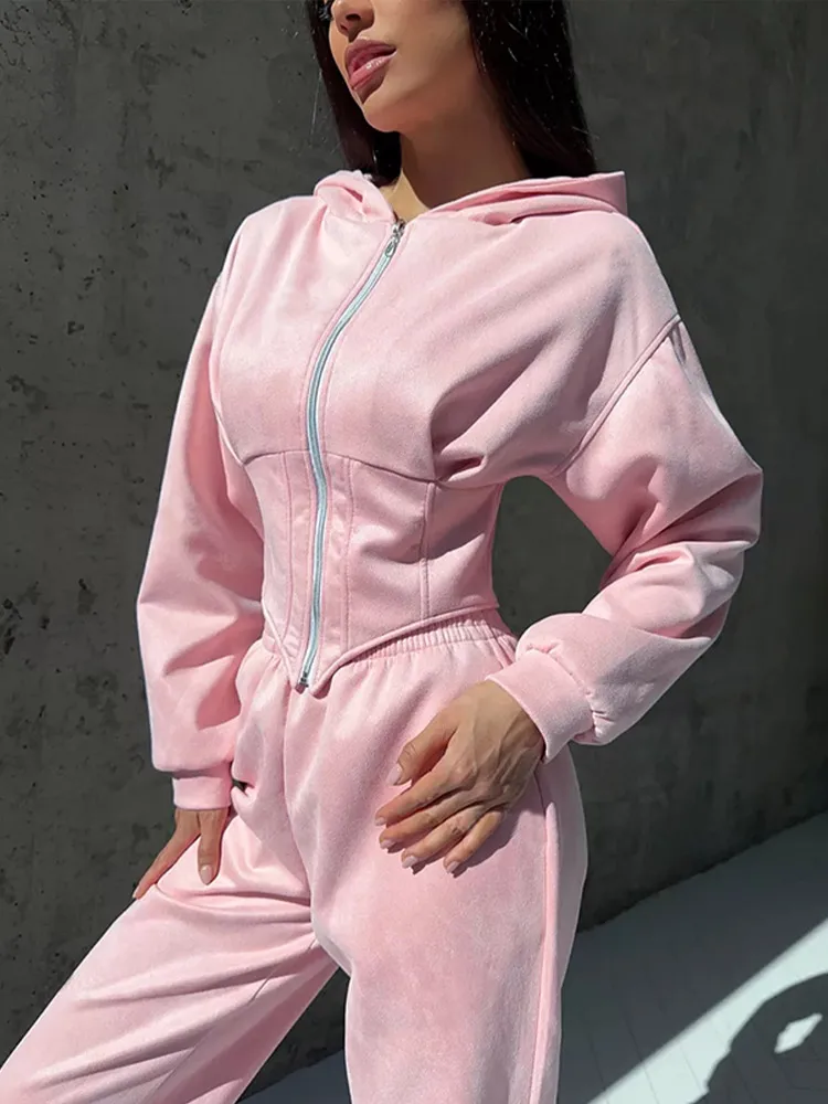 

Женская модная верхняя одежда с капюшоном и поясом, повседневная одежда с длинными рукавами и застежкой-молнией на талии, новинка 2023 года, осенняя повседневная офисная одежда для поездок на работу