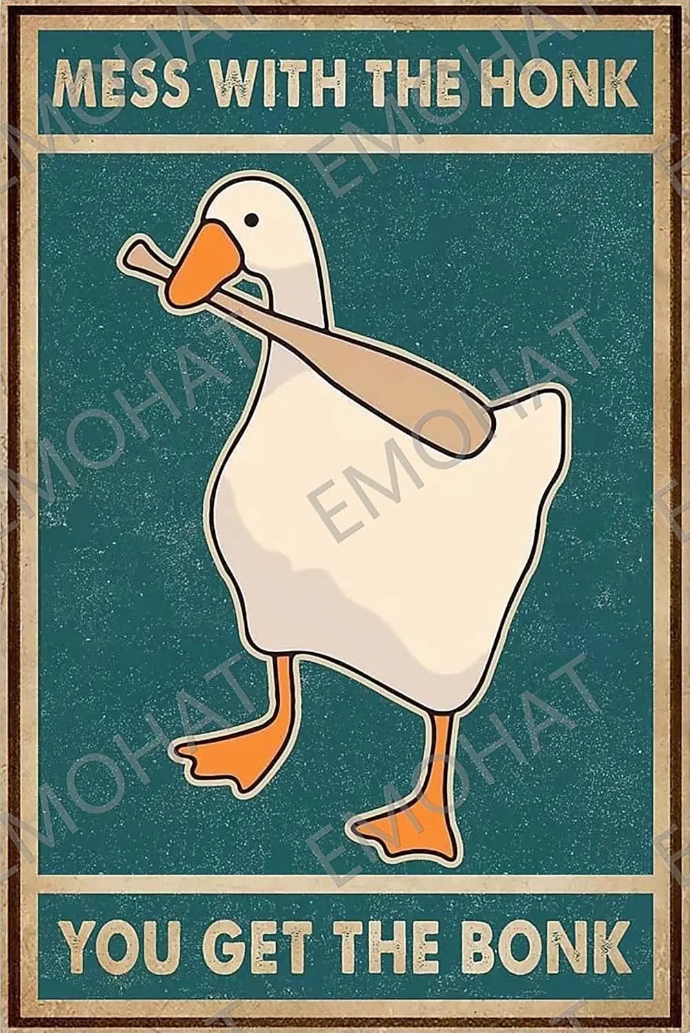 Metal Poster Signs Tin Metal Sign Goose Mess With The Honk You Get The Bonk For Home Kitchen Restaurant Coffee Bar Wall Dec sign