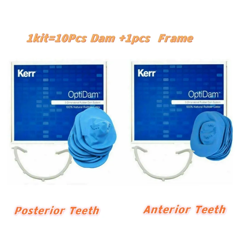 طقم مقدمة من Kerr Optidam الأمامي والخلفي ، حلمة ثلاثية الأبعاد ، مشابك مشبك ، صفائح سد مطاطية ، مجموعة واحدة