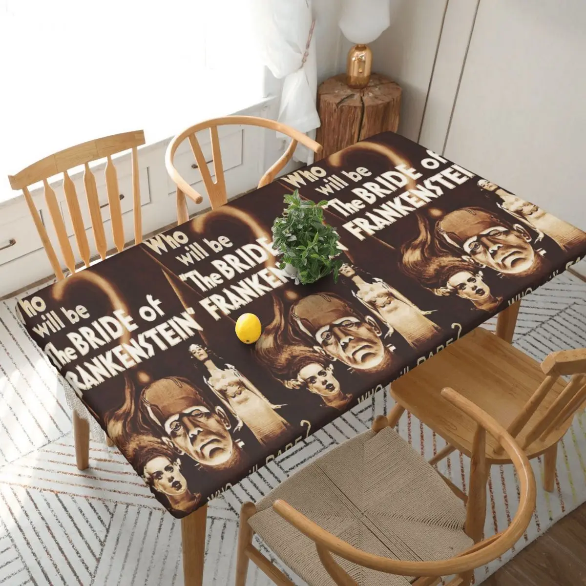Bride Of Frankenstein Poster Custom Rectangular Tablecloth Oilproof Table Cover for Dining Events Table Cloth
