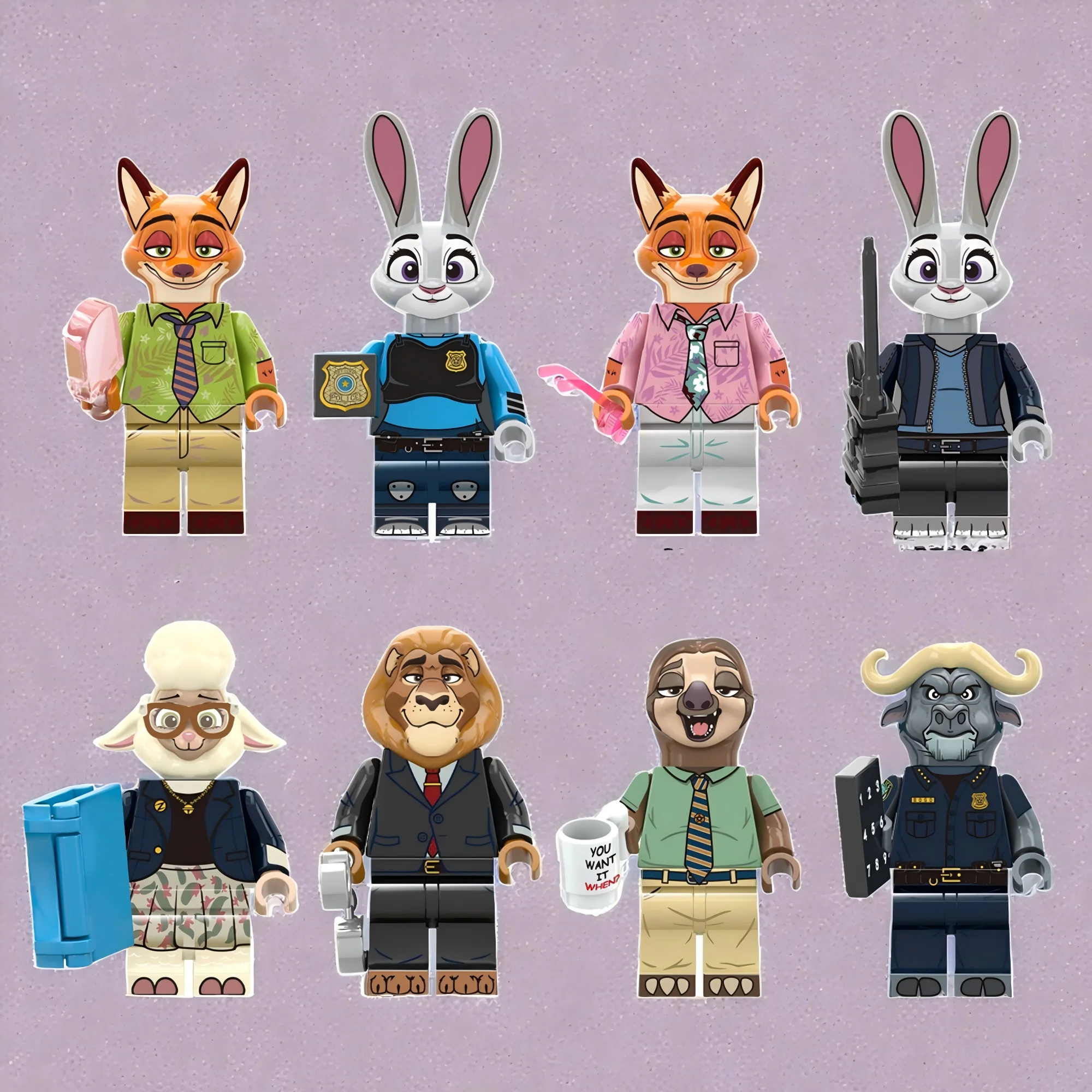 hot Building Block Figures Nick Judy Dawn Bellwether Leodore Lionheart Flash  Chief Bogo Cartoon Collectible Gif building blocks