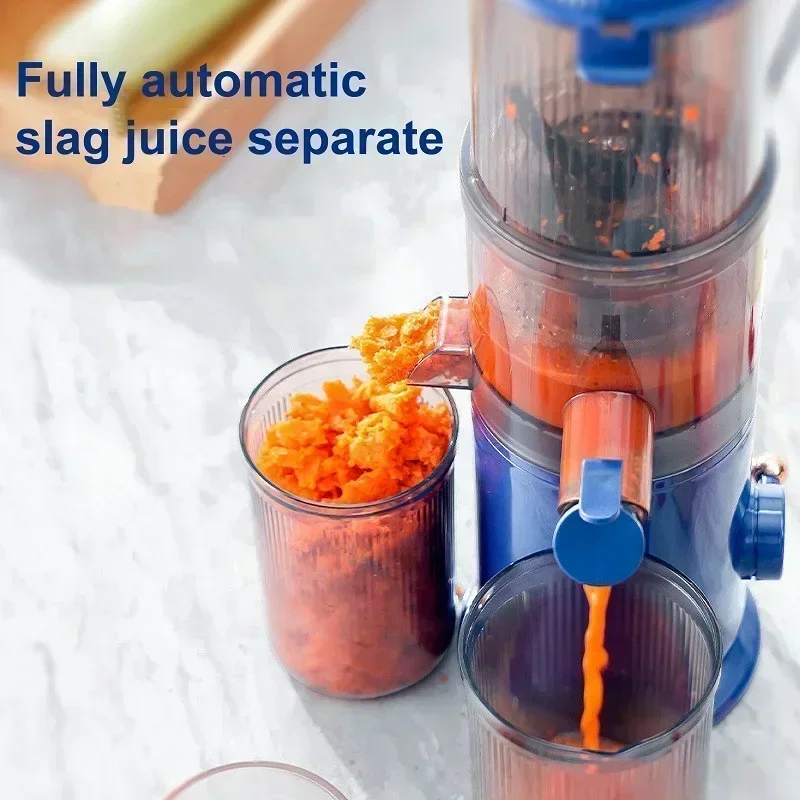 New mini home juicer. Slow, cold press. Separates residue. For fruits.