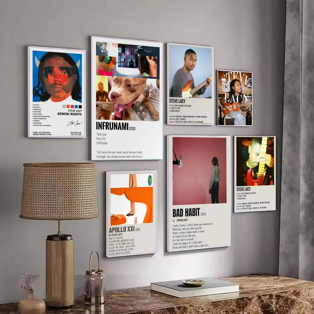 Pop Singer Music Album S-Steve Lacy Poster Decorative Wall Art Stickers Mural Photo Print for Home Living Room Hallway Decor