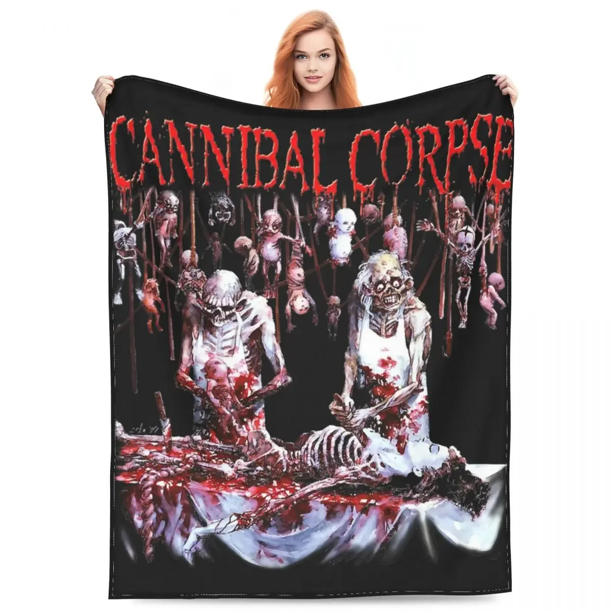 Cannibal Corpse Heavy Metal Band Merch Blankets, Throw Blanket Fleece Bed, acogedor, súper cálido, ropa de cama para sofá