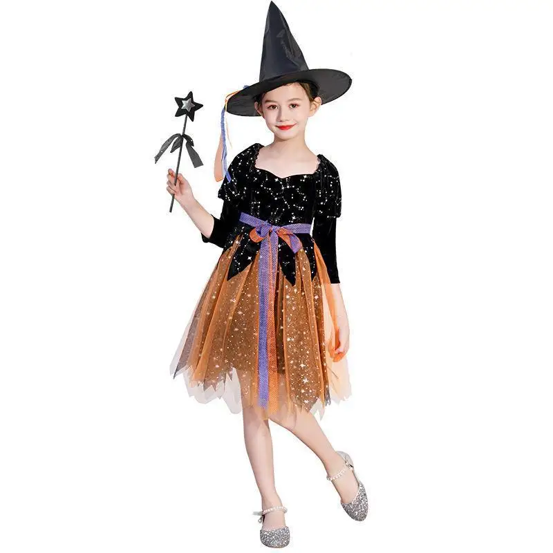 Loween conjunto de desempenho de fantasia de bruxa, jardim de infância, príncipe infantil, cosplay, dr orm, material pu, temporada de primavera