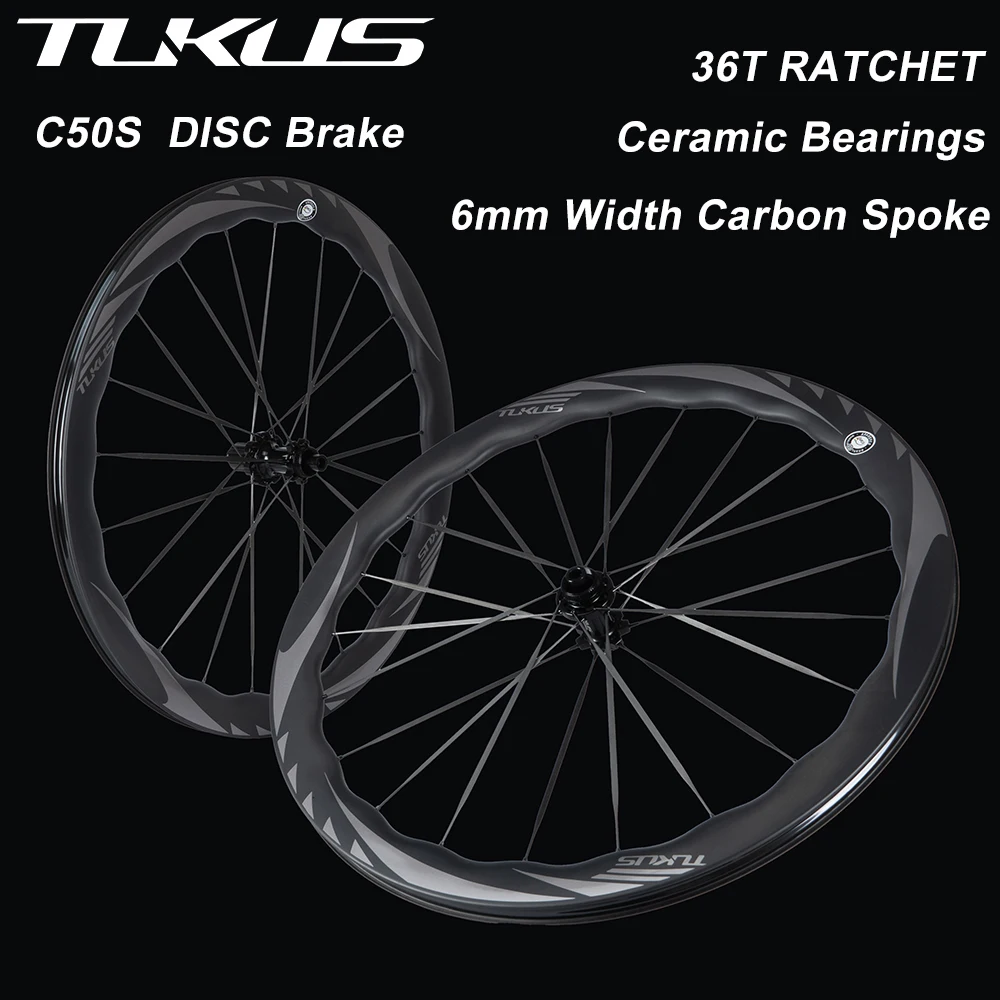 

TUKUS Performance Racing wheelset Ratchet 36T Ceramic Bearing HUB With 6.00mm Width Ultra Light Carbon Spoke Road Bike Wheels