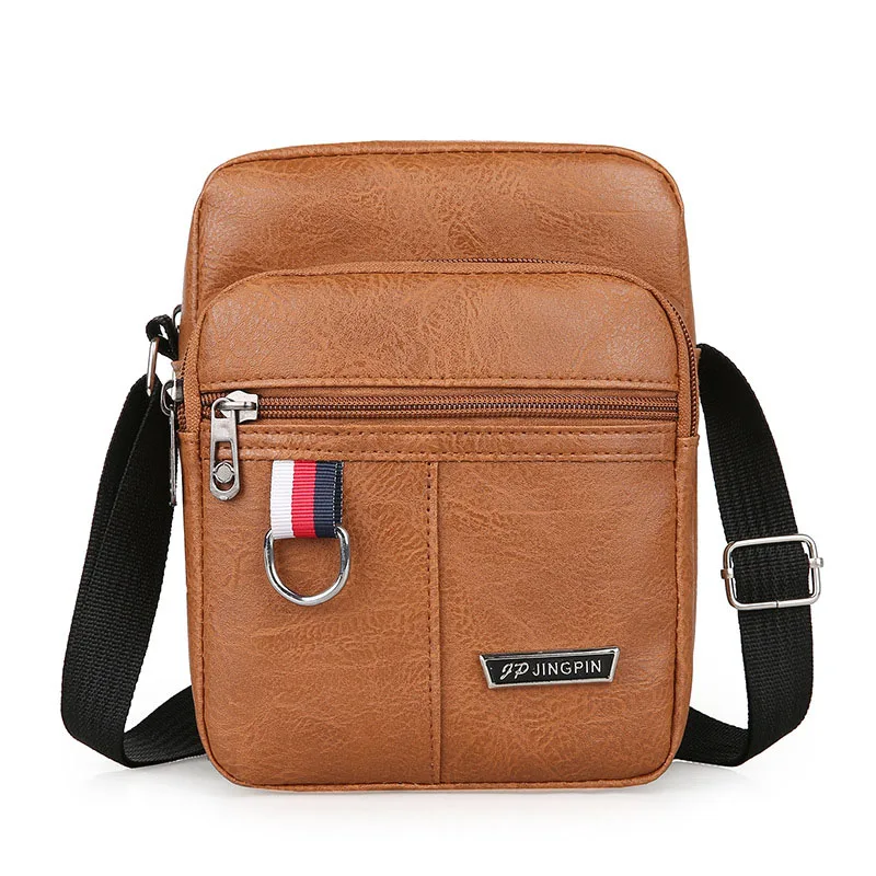 Bolso cruzado Vintage de marca de lujo para hombre, bandolera de cuero para bolsos de hombre, bandolera de negocios marrón y negro, bolso lateral