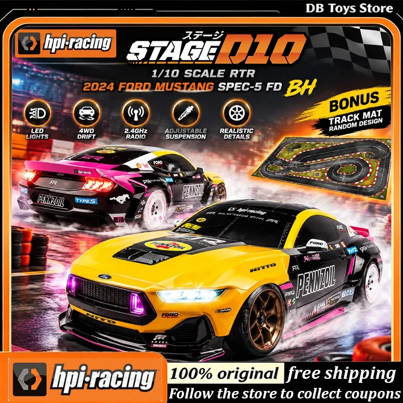 HPI Stage D10 1/10 Scale RC Car Ford Mustang BH Electric Drift Racing Car Brushed & Brushless Versions Hobby Gift for Adults boy