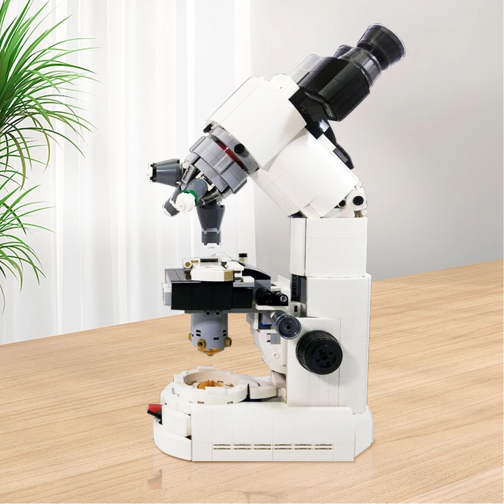 

MOC Compound Microscope Model Building Block Set Educational Toy Scientific Researches Experimental Microscope For Gift