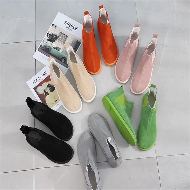 Chelsea Boots Women Suede Leather Ankle Boots Autumn Slip-On Platform Boots Fashion Booties femme