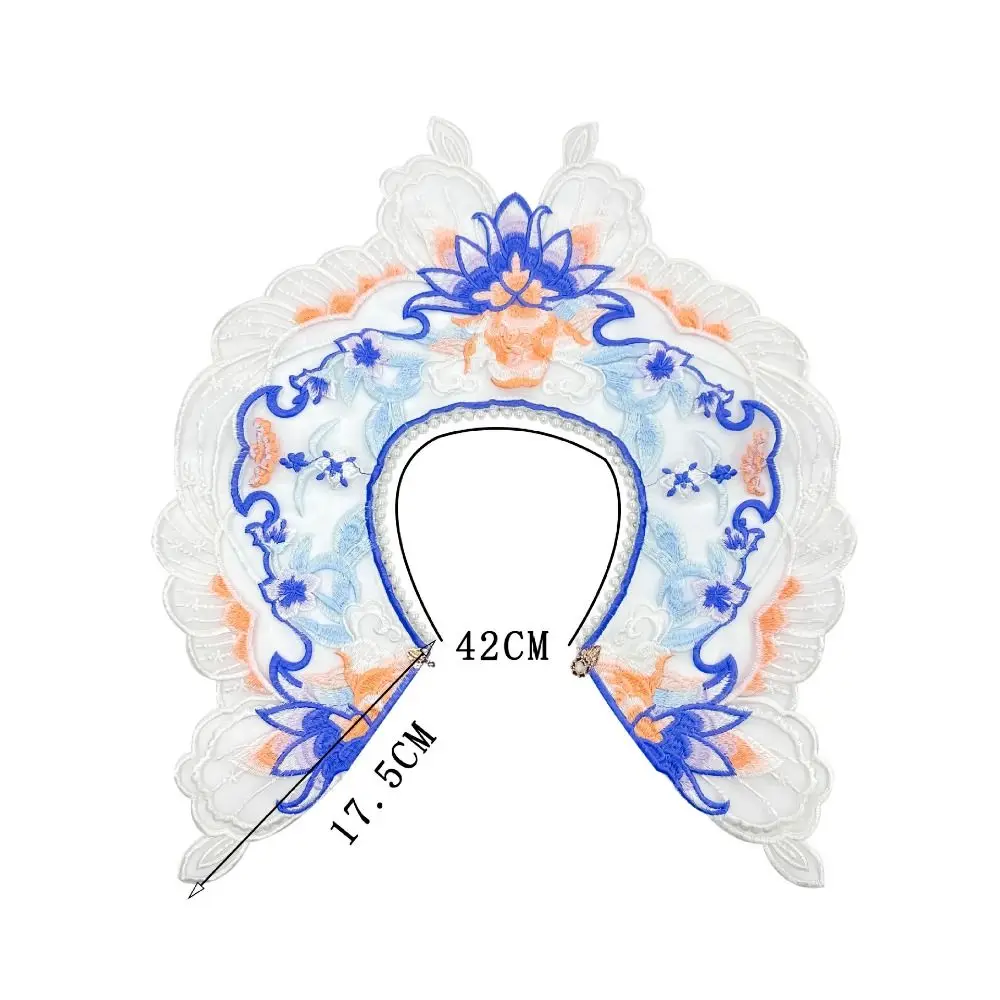 Цветочная вышивка Hanfu, искусственный воротник, красочный жемчужный кружевной искусственный воротник, круглый вырез, украшение в китайском стиле, воротник рубашки