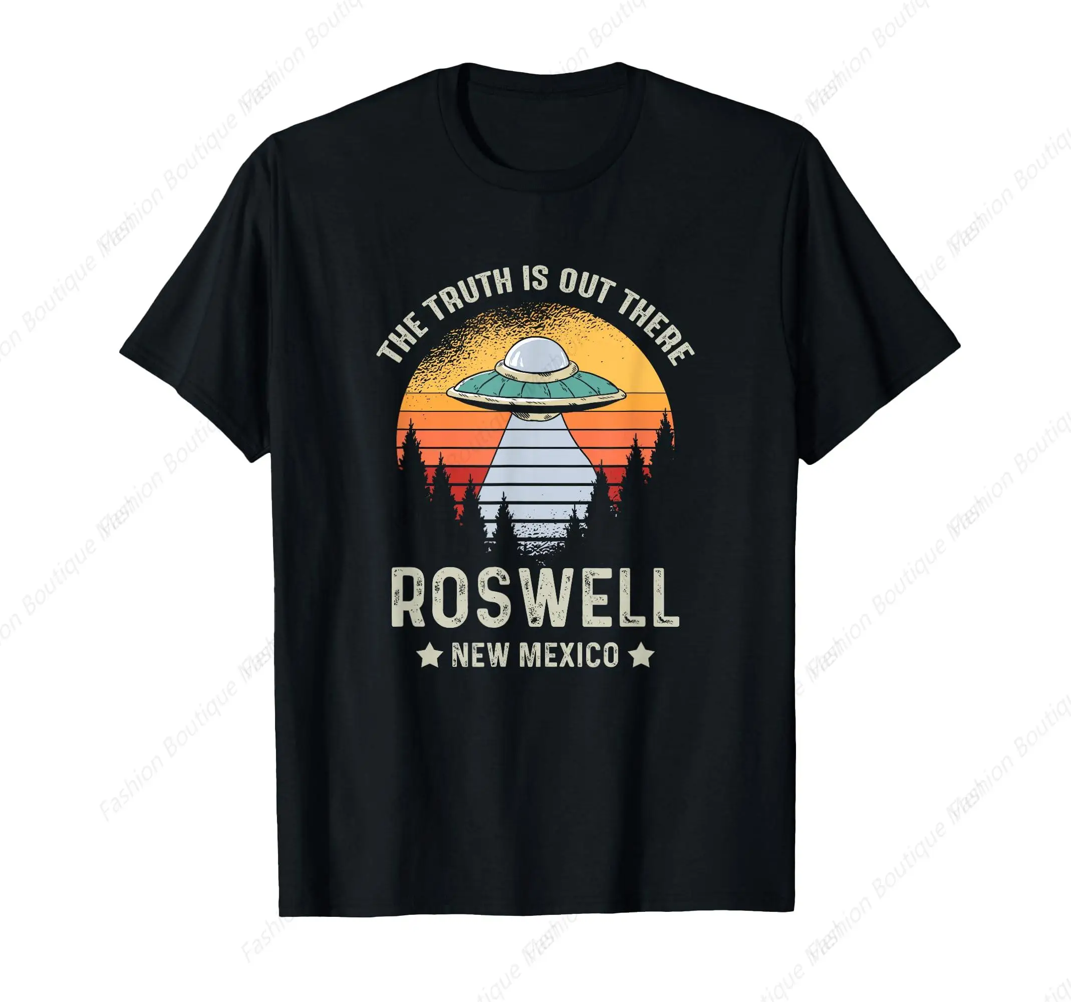 Retro Truth Is Out There Roswell New Mexico T-Shirt Men Women Leisure Drop Pure Cotton Loose Couple Tee