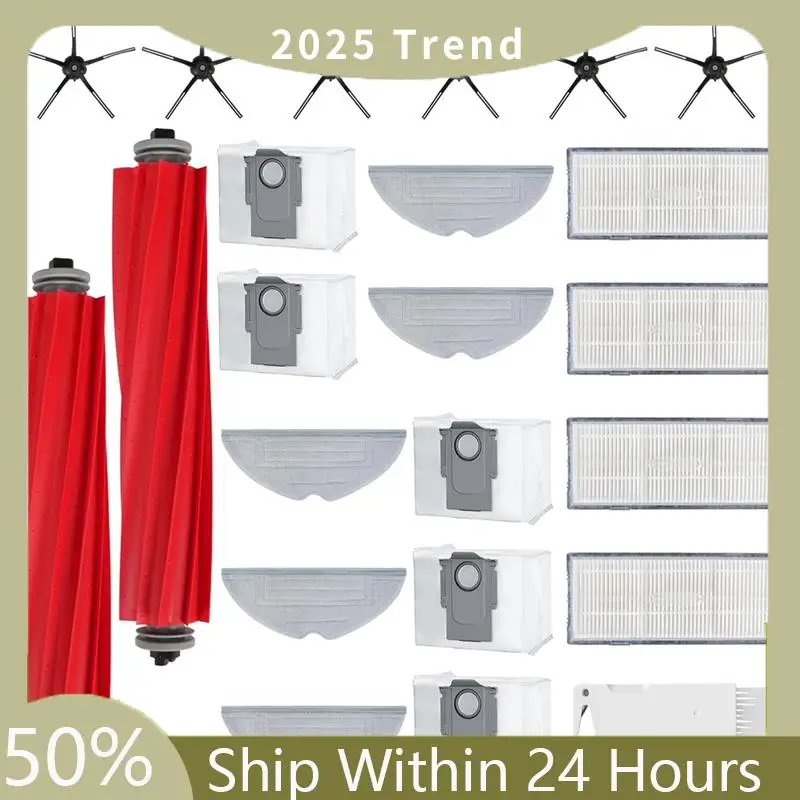 Accessory Set For Roborock S7 Maxv Ultra/S7 Pro Ultra, Dust Bags, Main Roller Brushes, Side Brushes, Filters,Mop Wipes