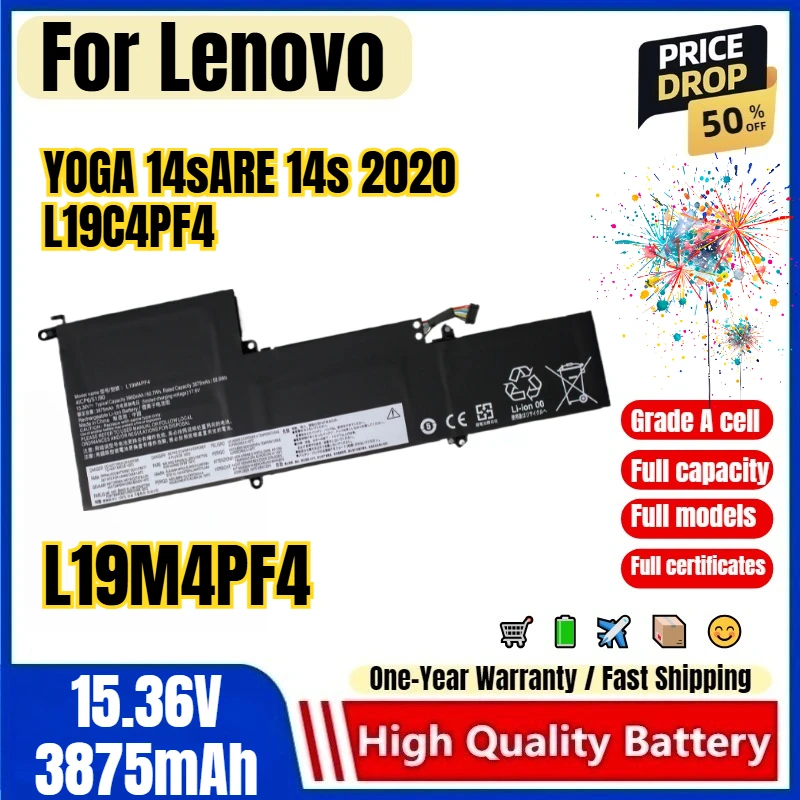 L19M4PF4 for Lenovo YOGA 14sARE 14s 2020 L19C4PF4 Laptop Battery 0 Cycle High Quality High Capacity Battery Replacement Bateria