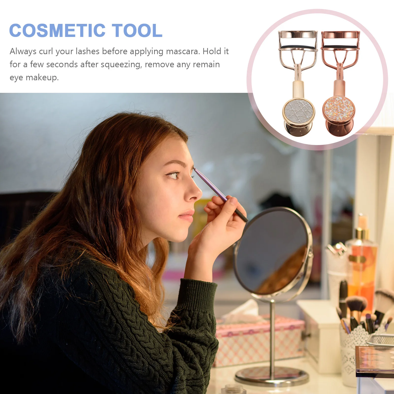 

2Pcs Professional Eyelash Curler Makeup Supplies Durable Premium Stainless Steel Easy to Use Glitter Design Gift Ready