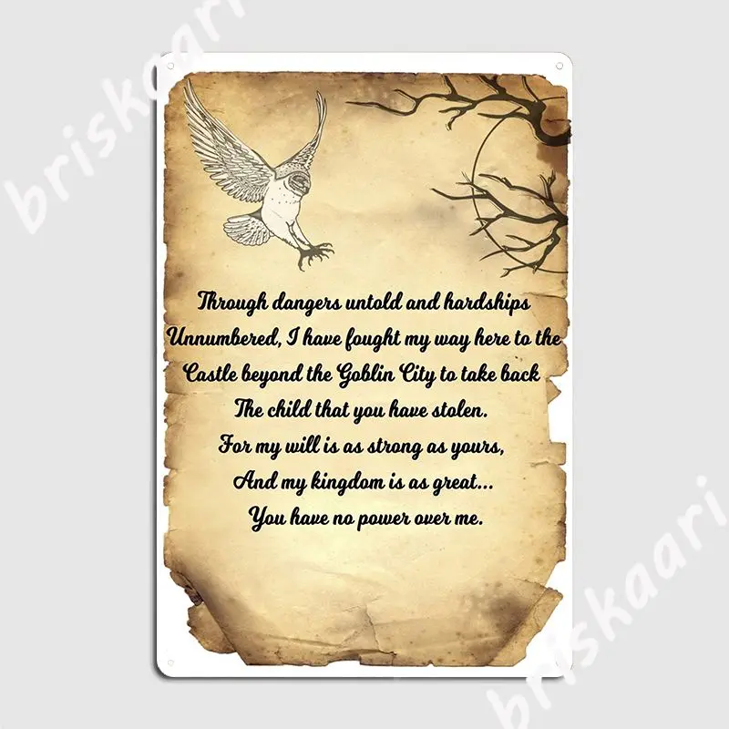 Labyrinth Poem Metal Plaque Poster Poster Club Bar Funny Wall Mural Tin Sign Poster