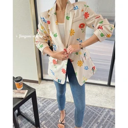 2023 Spring Women Floral Plaid Fashion Blazers Jackets Suit Chic Coats Outerwears Korea Tailorinn Elegant Tops Stylish Clothing