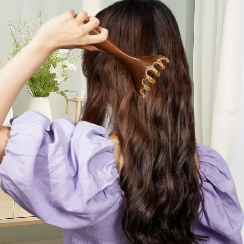 مدلك فروة الرأس الخشبي غوا شا ستة مخلب رئيس كشط عصا كشط مخلب مدلك لتدليك الجسم والرقبة والساق #6