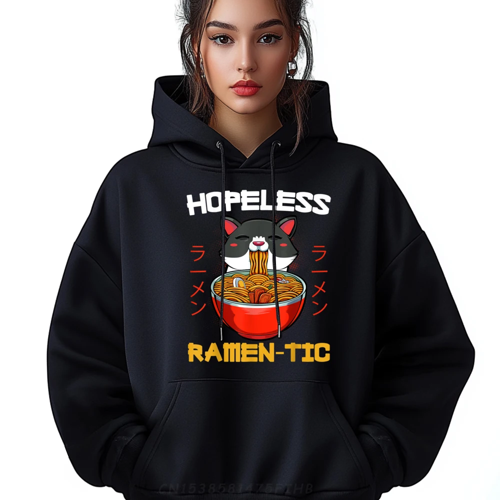 

Hopeless Ramen Tic Animal Neko Cat Kitten Soba Udon Graphic Sweatshirts Men Polyester Fiber Oversize Man