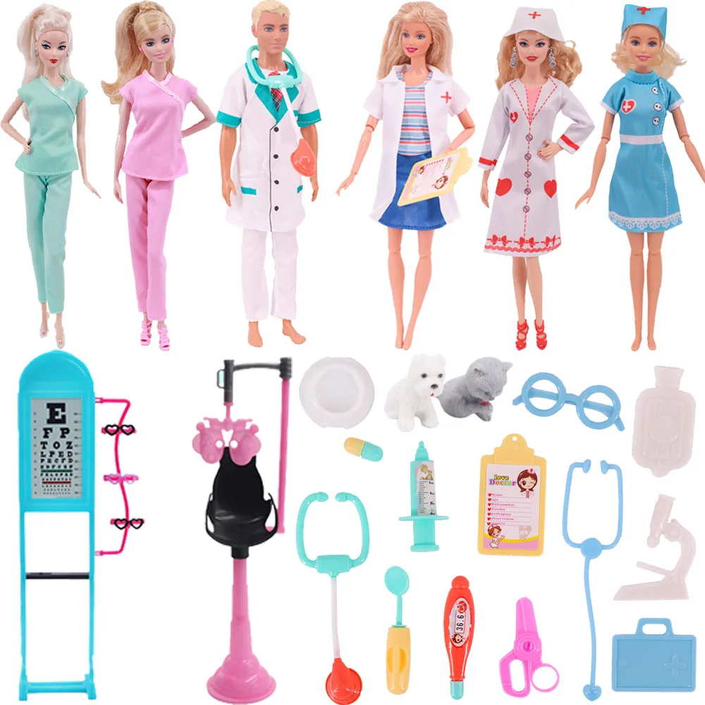 For barbies Clothes Doctor/Nurse Clothing Plastic Medical Appliances for Barbies 30cm 1/6Doll Clothes Accessories,Simulate Props