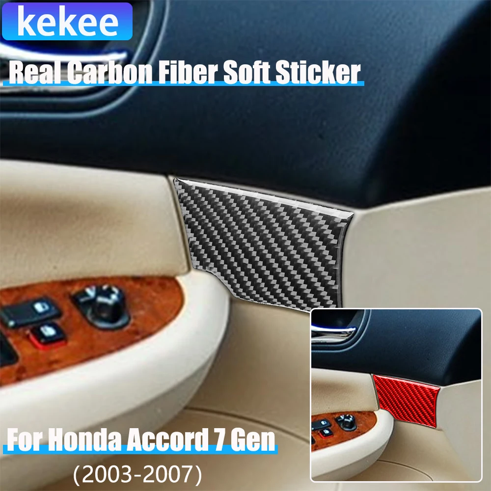 

Real Carbon Fiber Car Accessories Door Decorative Panel Cover Soft Sticker For Honda Accord 7th Gen 2003 2004 2005 2006 2007