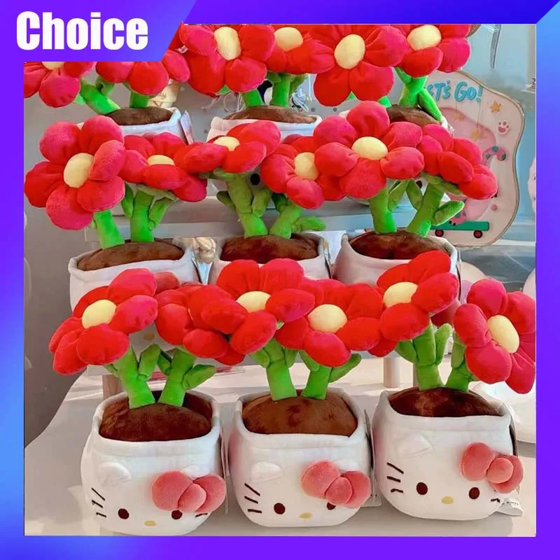 

Sanrio Hellokitty Potted Plant Flower Plush Toy Kawaii Plushie Stuffed Plush Doll Kt Purple Flower Room Peluche Christmas Gift