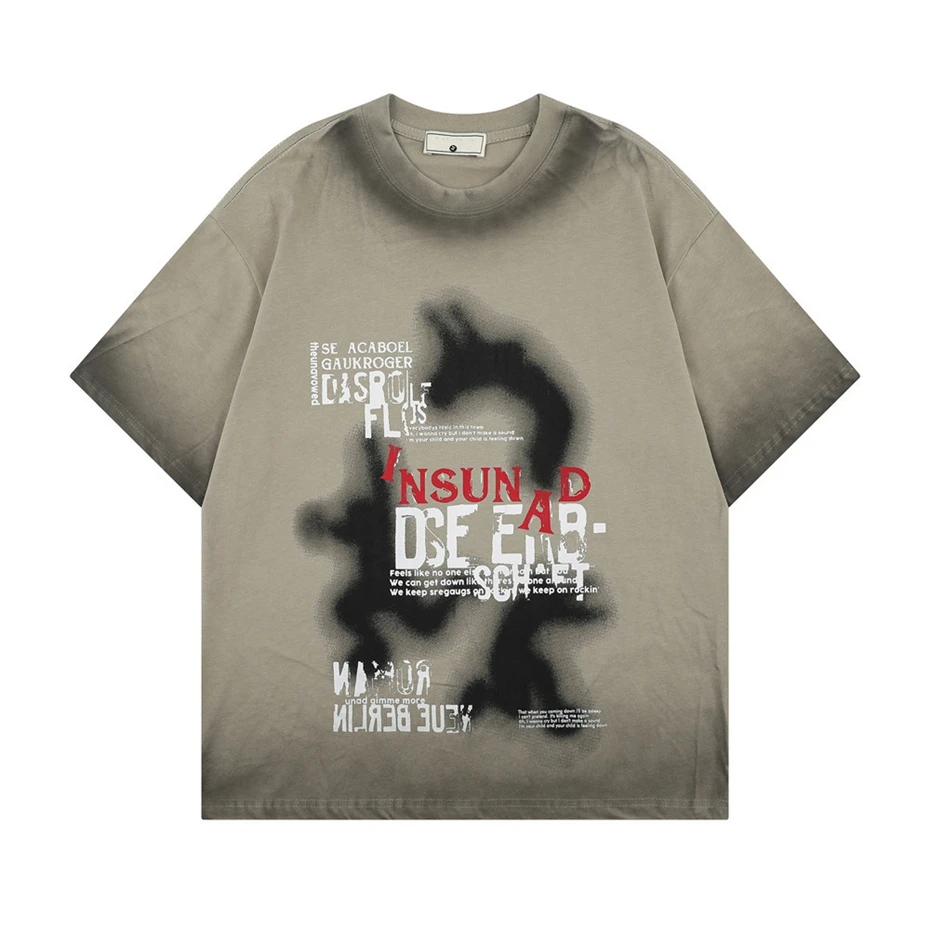 Oversized Mens Casual TShirt Streetwear Hip Hop Y2k Shadow Graphic Tees Tops Men Harajuku Vintage Short Sleeve T-Shirts Male
