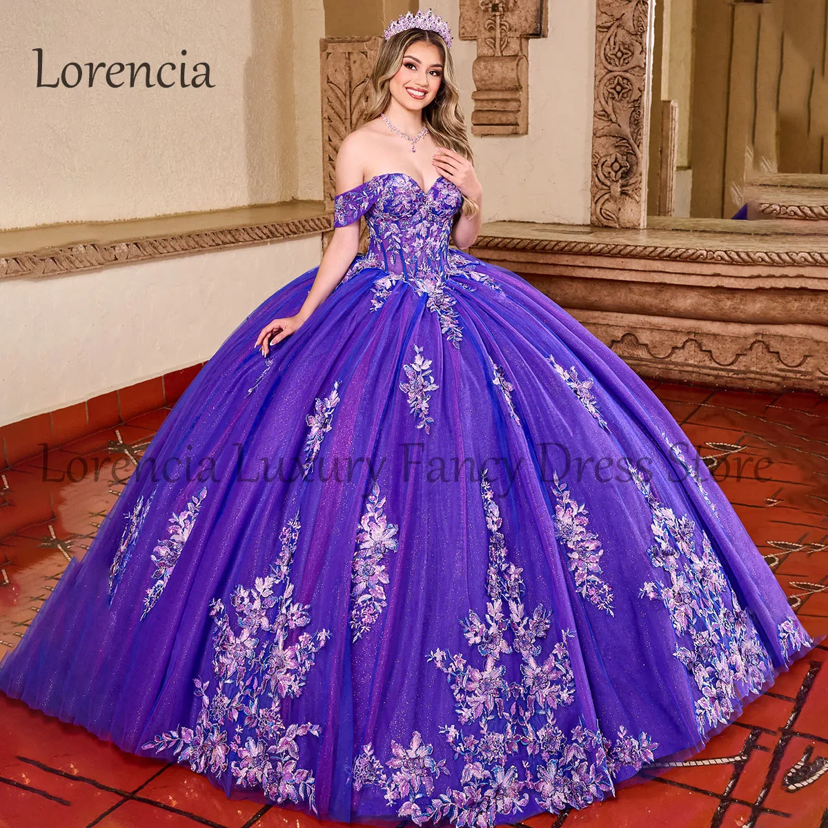 2024 Quinceanera Dress Sweet 16 Ball Gown messicano Off The Shoulder 3D Flowers Applique corsetto di perline abiti formali De 15 aecos