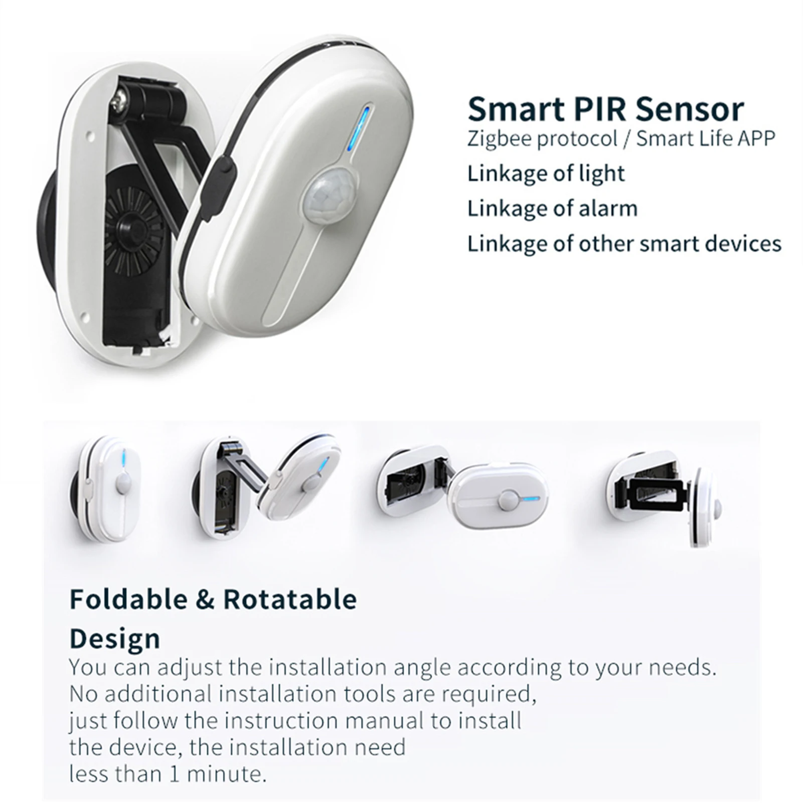 Intelligent PIR Motion Sensor Rotatable Adjustable Human Sensor For Office