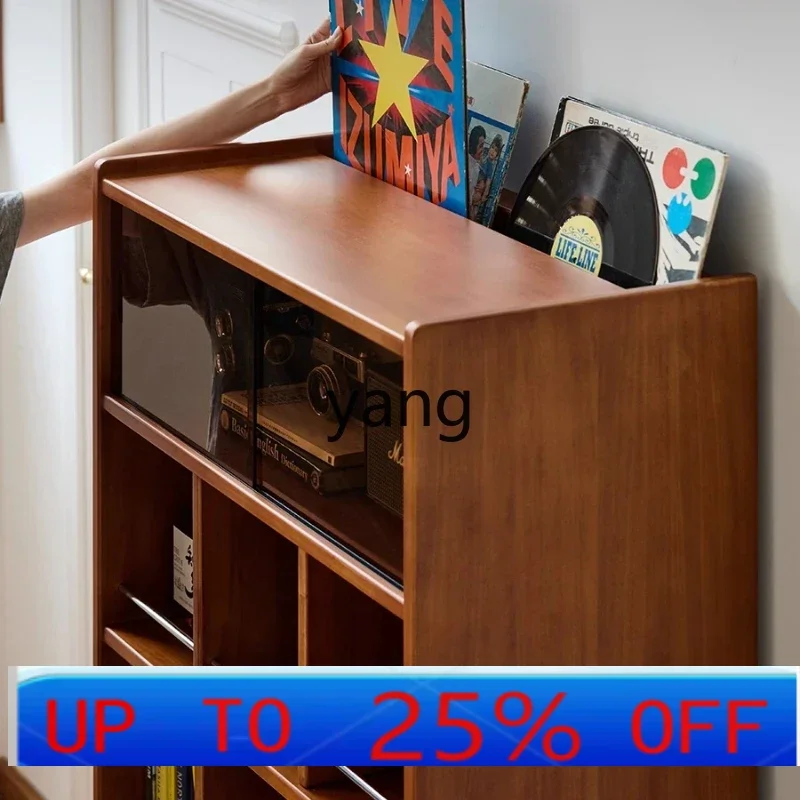

CX Solid Wood Display Cabinet for Home Living Room Vintage Book Glass Door Storage