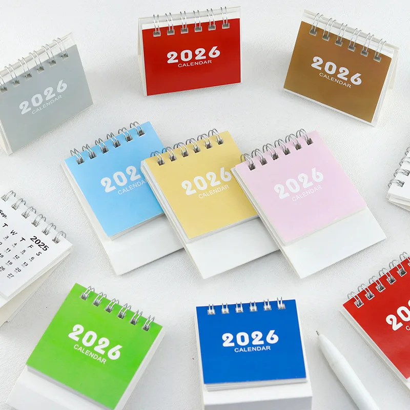 2026 Mini Simple Calendar Desk Calendar Creative Coil Calendar Planner Desktop Decorations Office Stationery Learning Planner