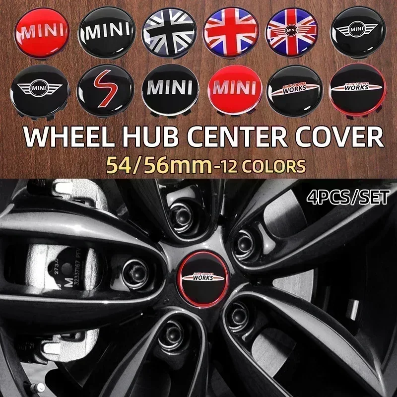 

Комплект из 4 колпачков-заглушек для центральных отверстий колесных дисков (54 мм, 56 мм) с эмблемой для BMW Mini Cooper One S JCW R56 R50 R53 R55 R57 R60 F55 F56