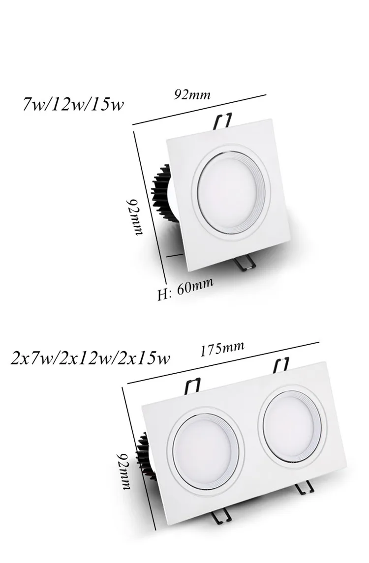 Recessed Double LED Dimmable Downlight COB 7w 12w 15W 30W Spot Decoration Room Ceiling Lamp AC 220V LED Panel Lights Hotel Room