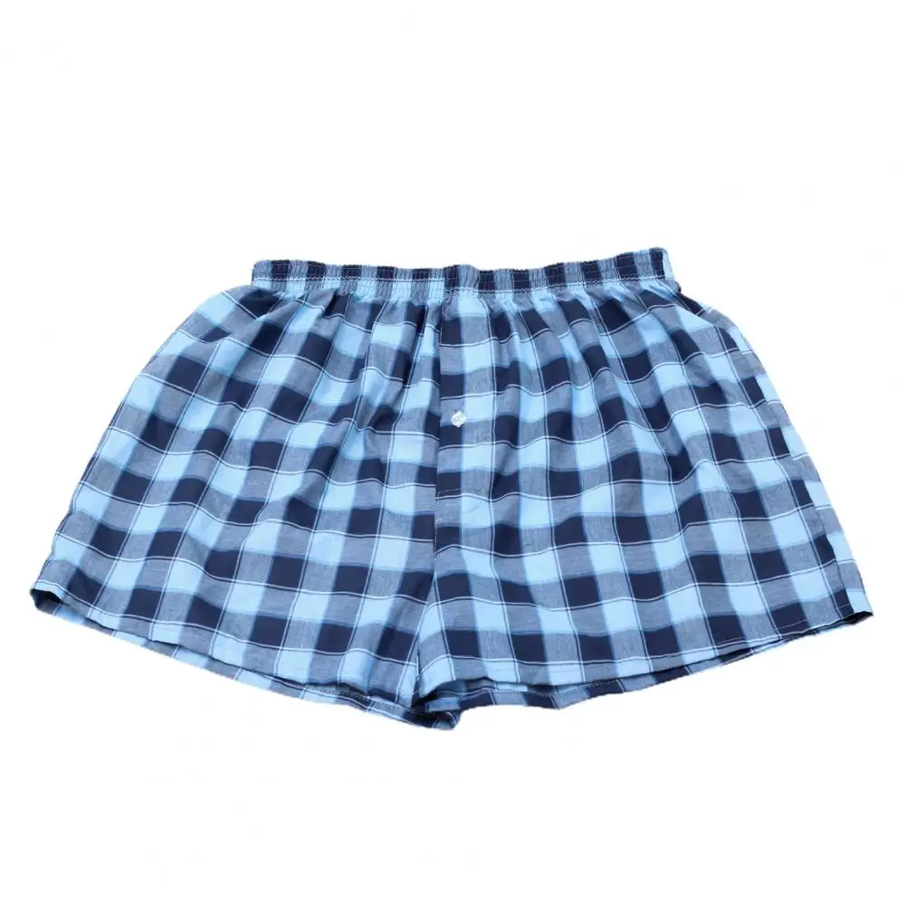 Men Boxers Plaid High Waist Casual Great Stitching Briefs For Sleeping Sexy Ropa Interior Sexi Para Hombre Soft Cueca Underwear