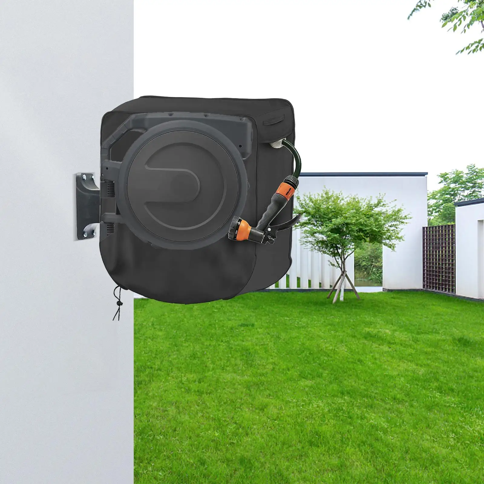 Weatherproof Water Hose Reel Protective Cover Durable Oxford Cloth Sunproof Lightweight for Garden Wall Mount