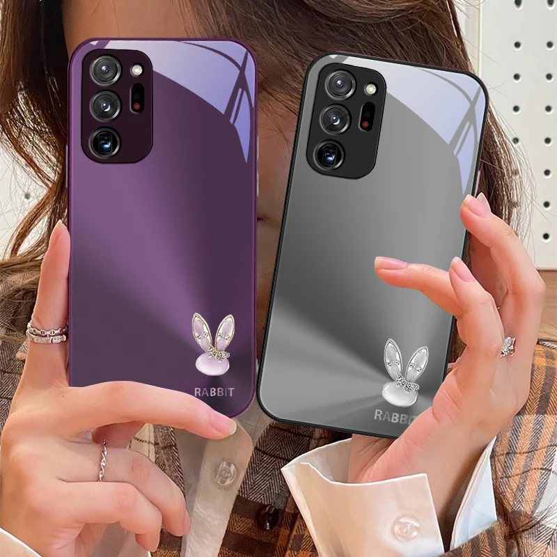 

A cute light blue rabbit For Samsung M02 12 Note 8 9 10 20 A 01 A02 A03 Core 04 05 06 10 12 13 14 15 A16 glass Ultra phone case
